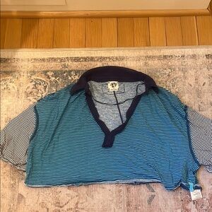 Striped Blue and Black Polo Shirt